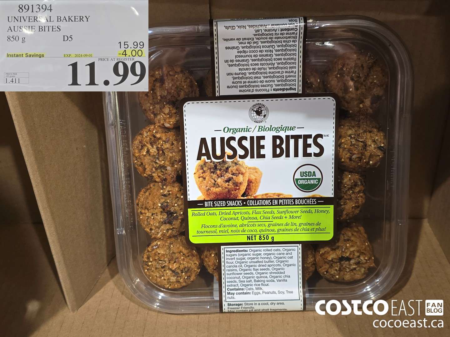 891394 UNIVERSAL BAKERY AUSSIE BITES 850 G ($4.00 INSTANT SAVINGS EXPIRES ON 2024-09-01) $11.99