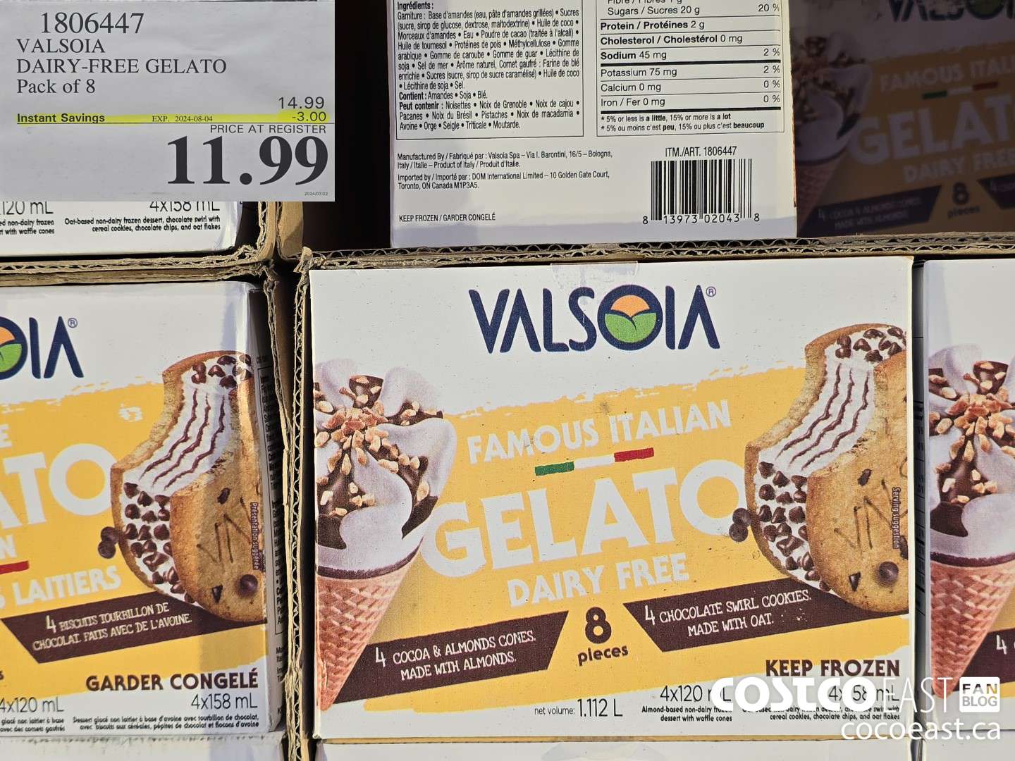 1806447 VALSOIA DAIRY-FREE GELATO Pack of 8 ($3.00 INSTANT SAVINGS EXPIRES ON 2024-08-04) $11.99
