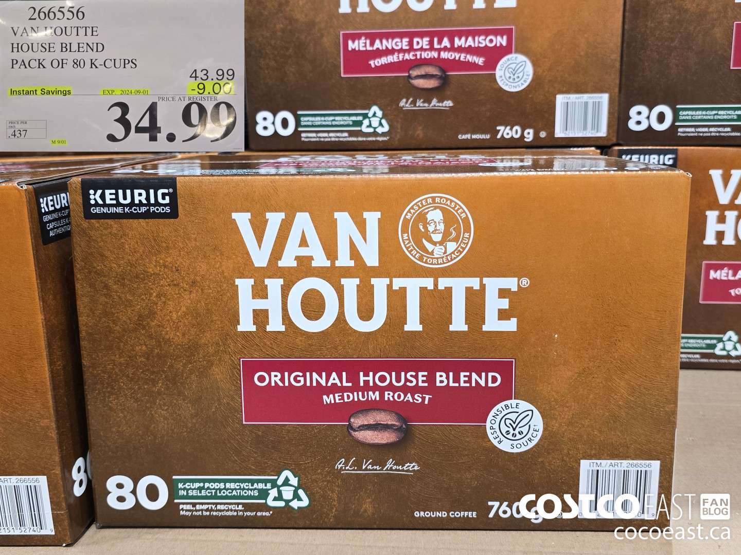 266556 VAN HOUTTE HOUSE BLEND PACK OF 80 K-CUPS ($9.00 INSTANT SAVINGS EXPIRES ON 2024-09-01) $34.99