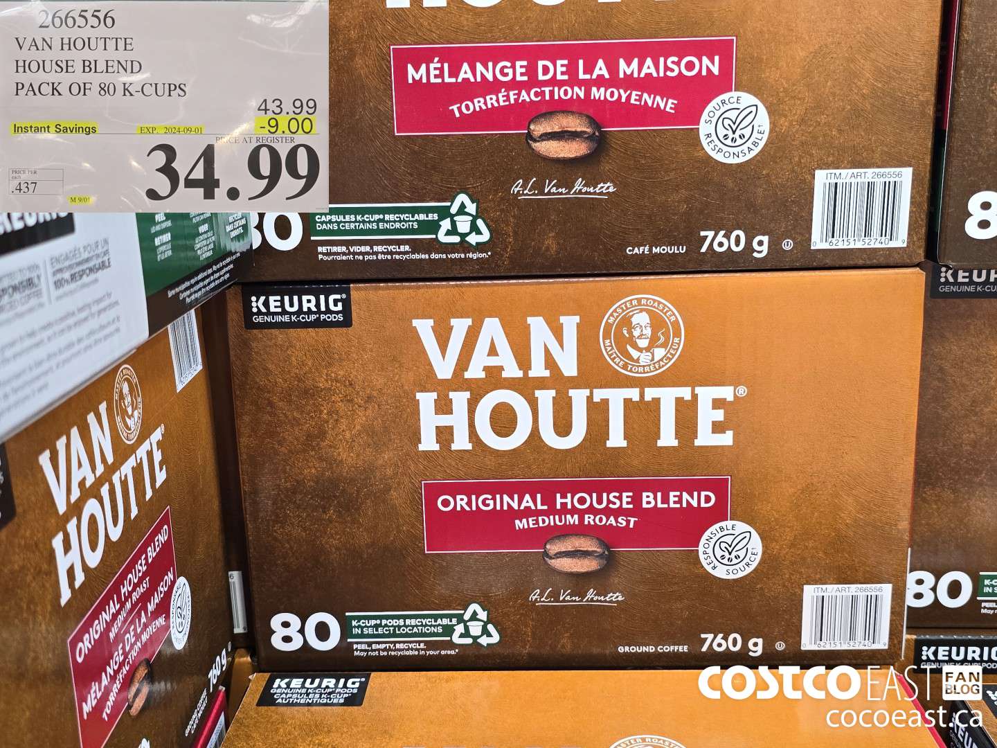 266556 VAN HOUTTE HOUSE BLEND PACK OF 80 K-CUPS ($9.00 INSTANT SAVINGS EXPIRES ON 2024-09-01) $34.99