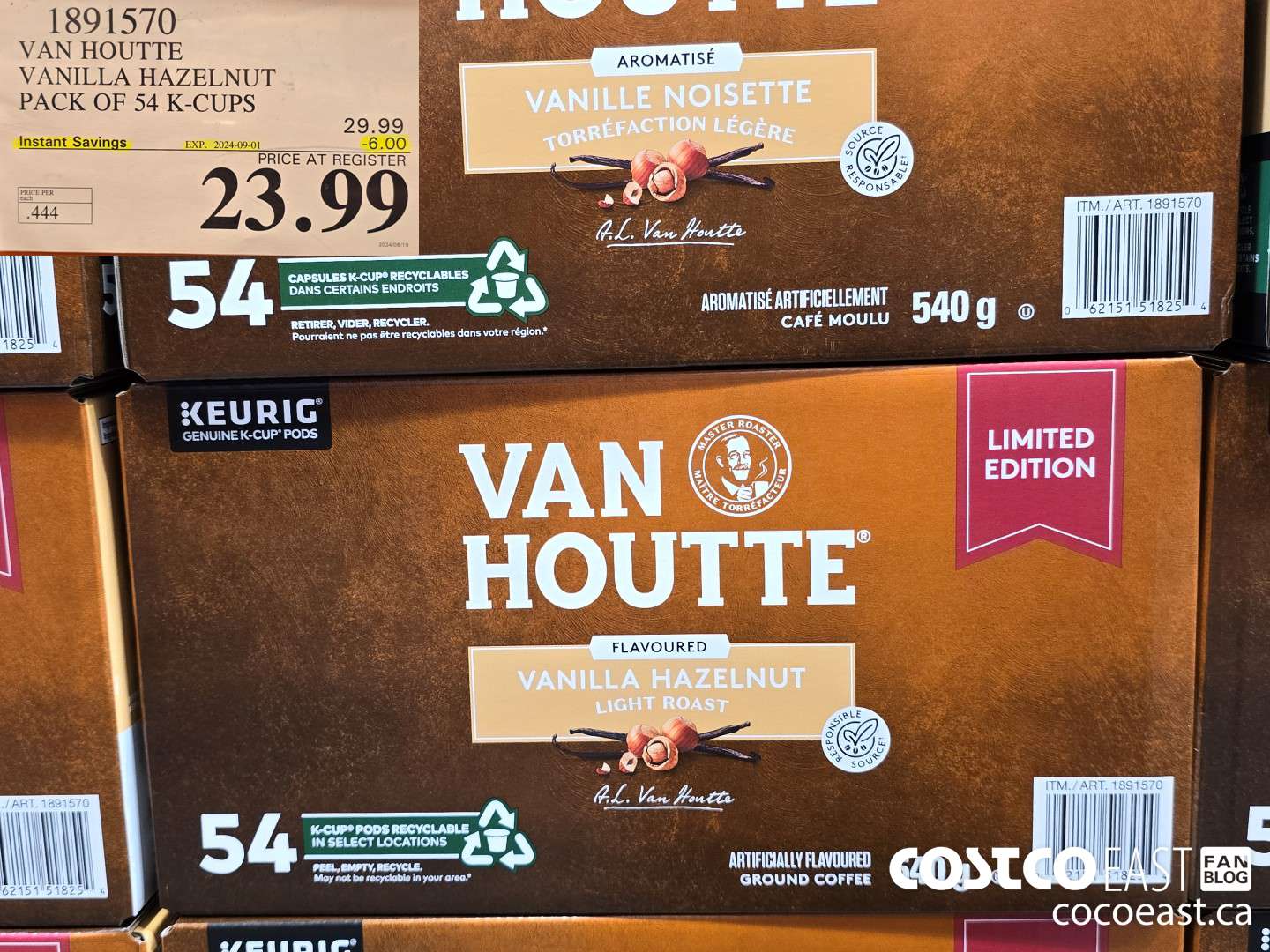 1891570 VAN HOUTTE VANILLA HAZELNUT PACK OF 54 K-CUPS ($6.00 INSTANT SAVINGS EXPIRES ON 2024-09-01) $23.99