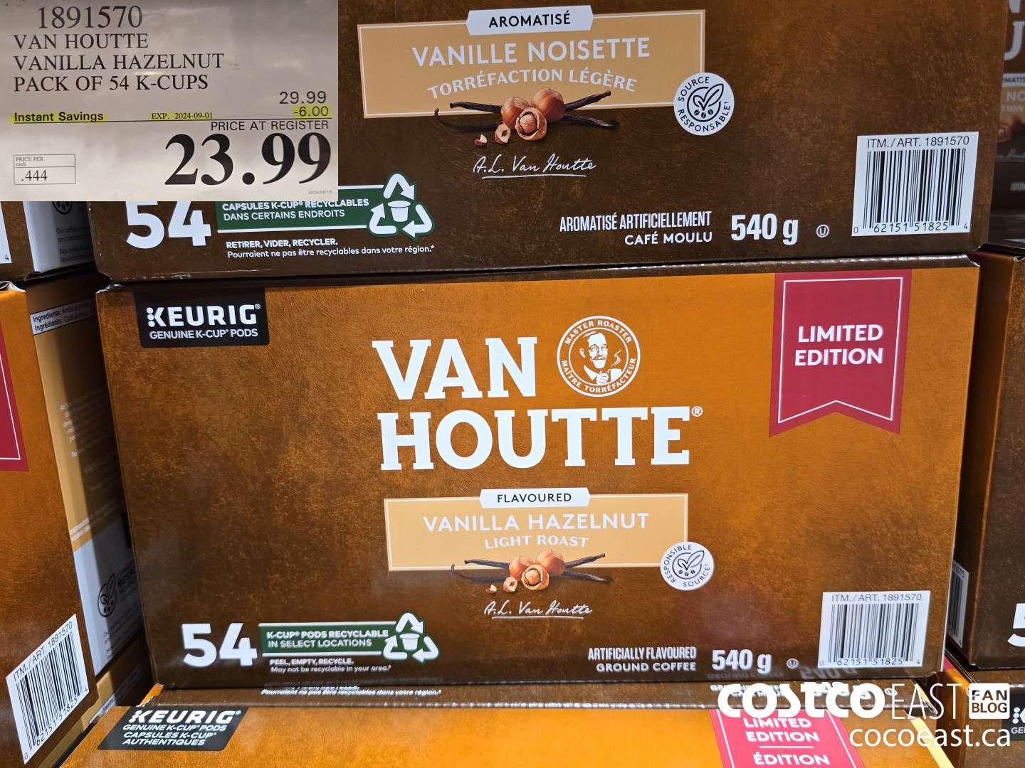 1891570 VAN HOUTTE VANILLA HAZELNUT PACK OF 54 K-CUPS ($6.00 INSTANT SAVINGS EXPIRES ON 2024-09-01) $23.99