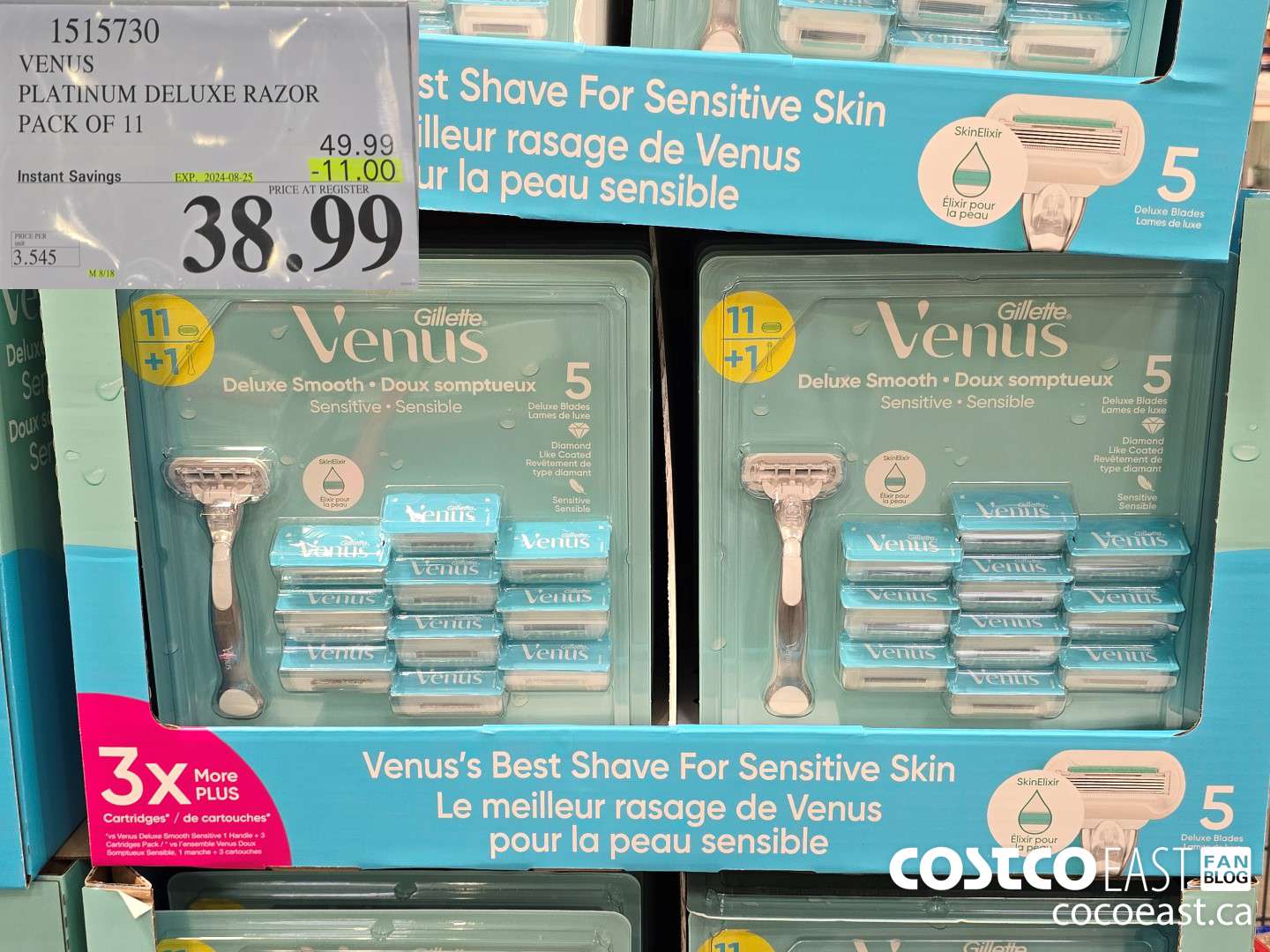 1515730 VENUS PLATINUM DELUXE RAZOR + 11 CARTRIDGES ($11.00 INSTANT SAVINGS EXPIRES ON 2024-08-25) $38.99