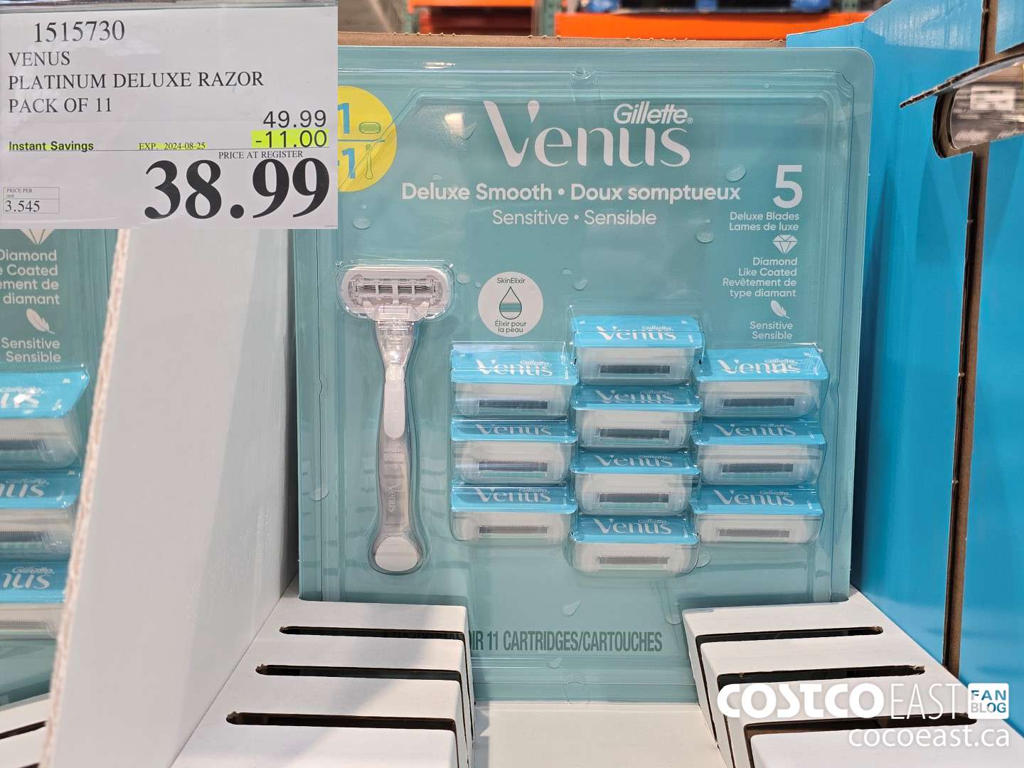 1515730 VENUS PLATINUM DELUXE RAZOR + 11 CARTRIDGES ($11.00 INSTANT SAVINGS EXPIRES ON 2024-08-25) $38.99