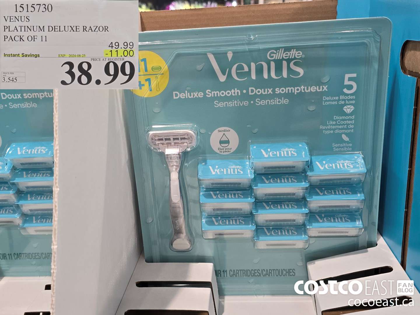 1515730 VENUS PLATINUM DELUXE RAZOR + 11 CARTRIDGES ($11.00 INSTANT SAVINGS EXPIRES ON 2024-08-25) $38.99