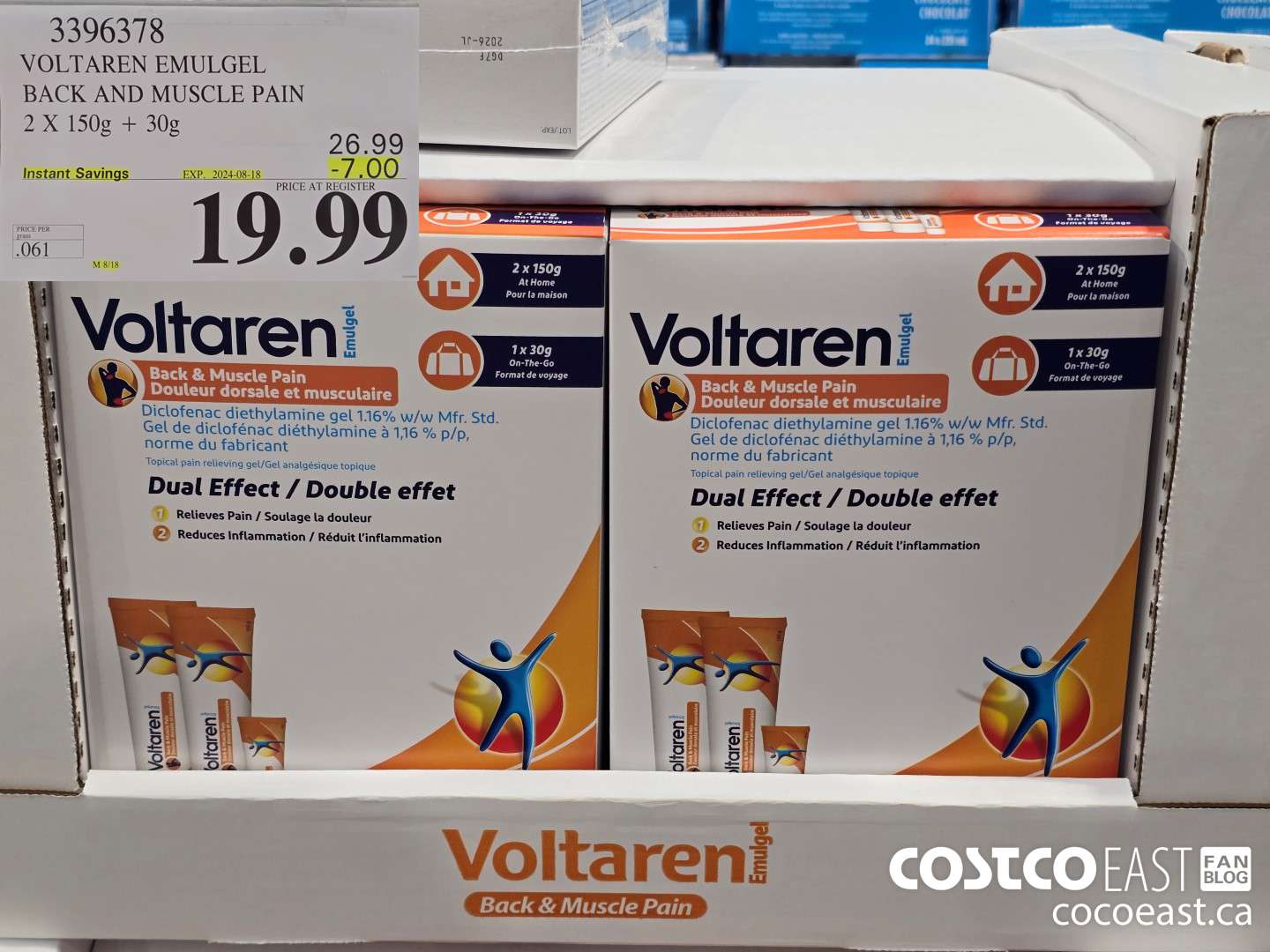 3396378 VOLTAREN EMUGEL BACK AND MUSCLE PAIN 2 X 150G + 30G ($7.00 INSTANT SAVINGS EXPIRES ON 2024-08-18) $19.99
