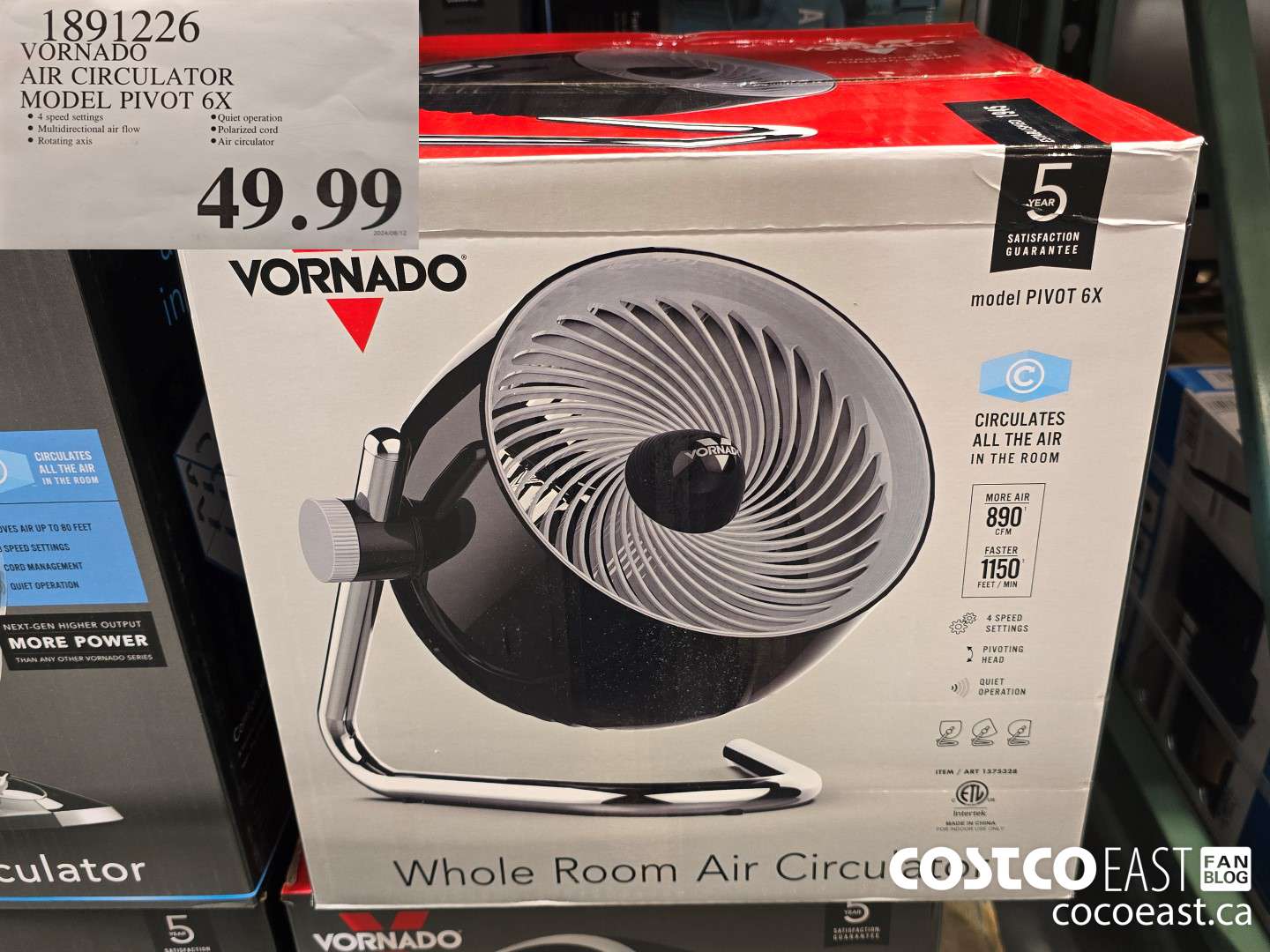 1891226 VORNADO AIR CIRCULATOR MODEL PIVOT 6X $49.99