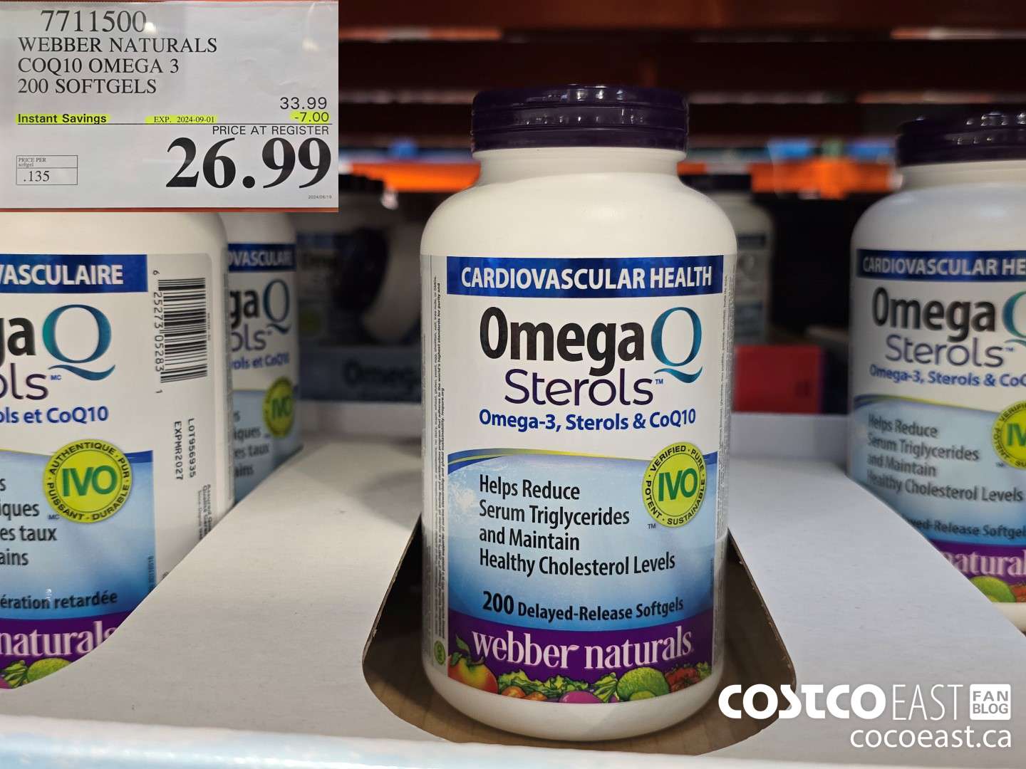 7711500 WEBBER NATURALS COQ10 OMEGA 3 200 SOFTGELS ($7.00 INSTANT SAVINGS EXPIRES ON 2024-09-01) $26.99