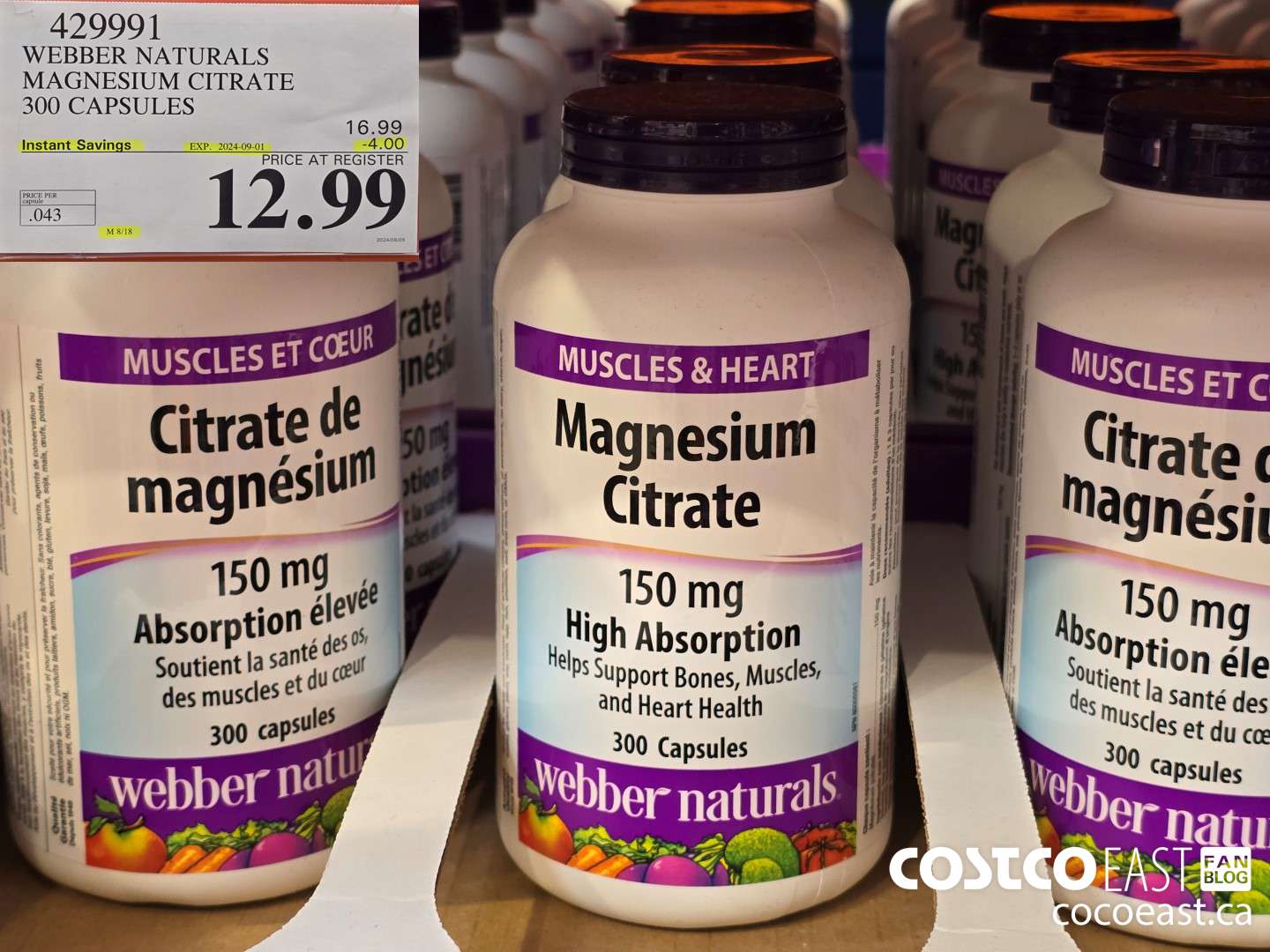 429991 WEBBER NATURALS MAGNESIUM CITRATE 300 CAPSULES ($4.00 INSTANT SAVINGS EXPIRES ON 2024-09-01) $12.99