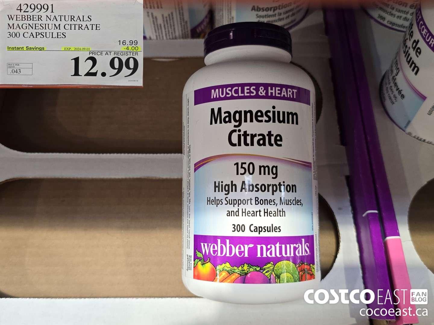 429991 WEBBER NATURALS MAGNESIUM CITRATE 300 CAPSULES ($4.00 INSTANT SAVINGS EXPIRES ON 2024-09-01) $12.99