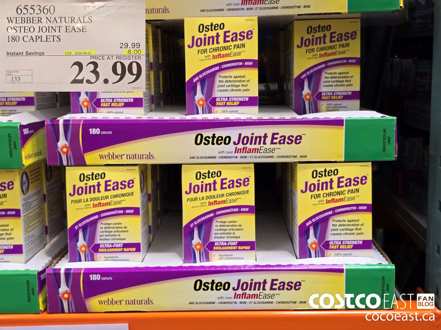 655360 WEBBER NATURALS OSTEO JOINT EASE 180 CAPLETS ($6.00 INSTANT SAVINGS EXPIRES ON 2024-09-01) $23.99