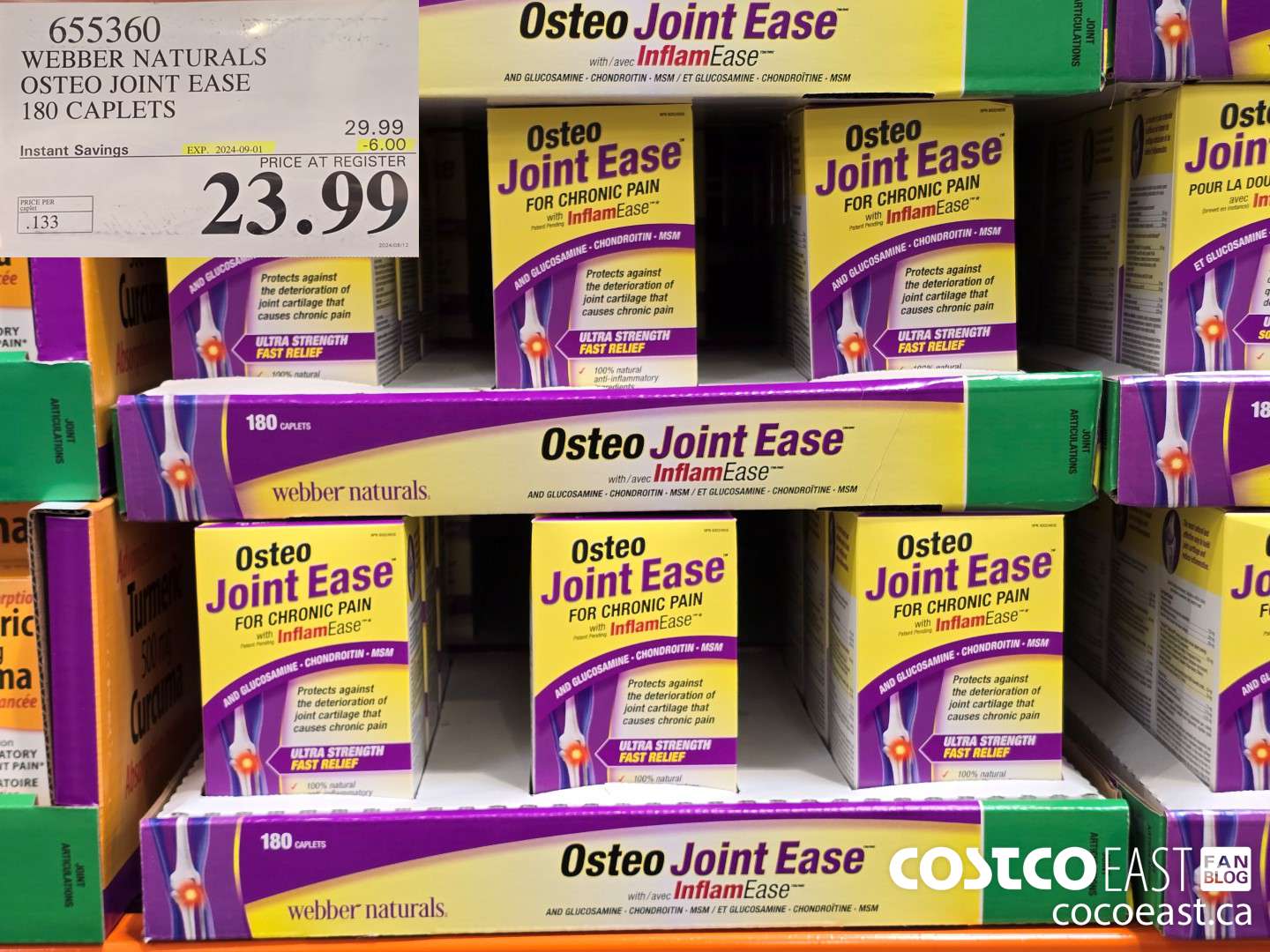 655360 WEBBER NATURALS OSTEO JOINT EASE 180 CAPLETS ($6.00 INSTANT SAVINGS EXPIRES ON 2024-09-01) $23.99