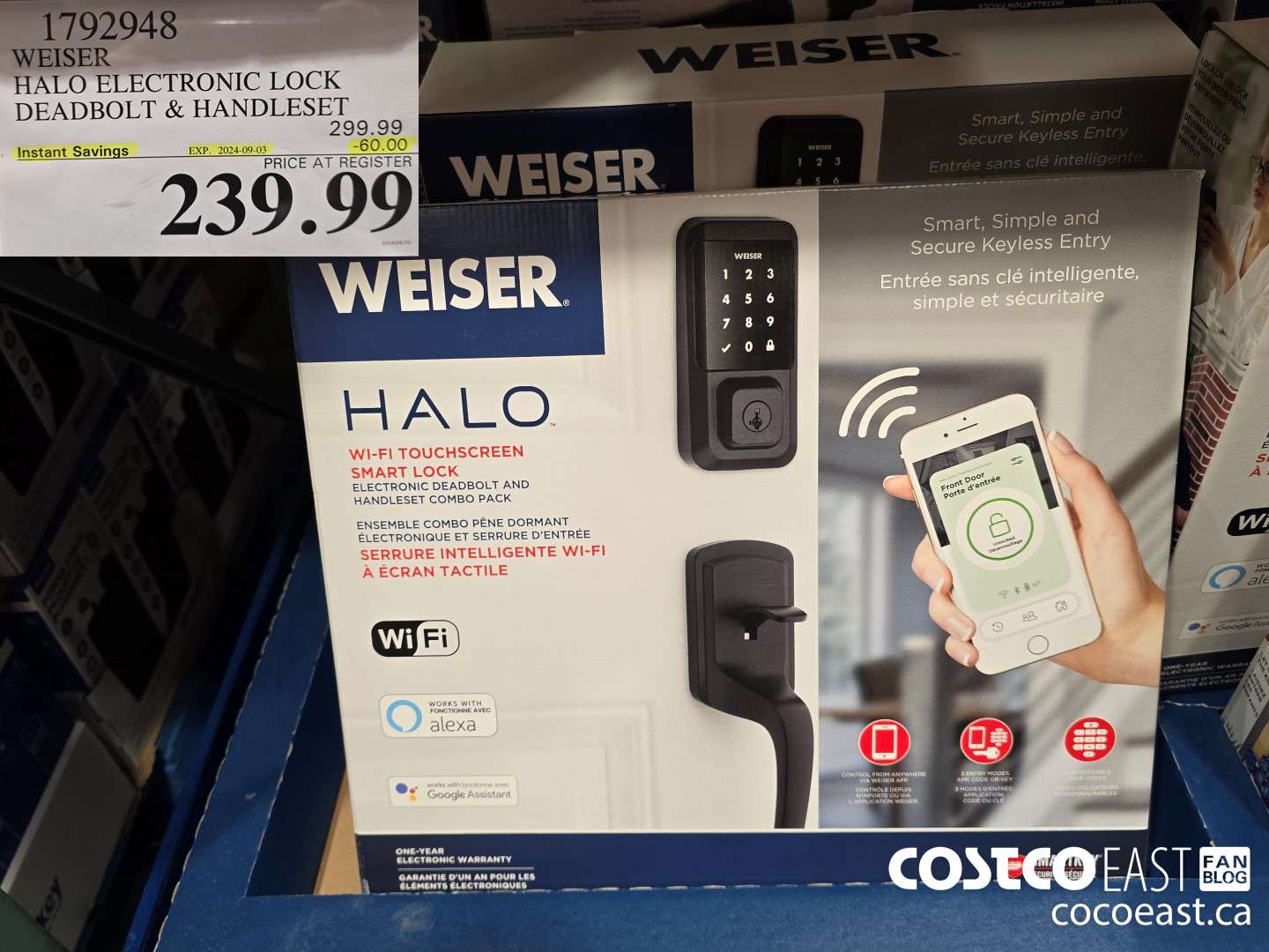 1792948 WEISER HALO ELECTRONIC LOCK DEADBOLT & HANDLESET ($60.00 INSTANT SAVINGS EXPIRES ON 2024-09-03) $239.99