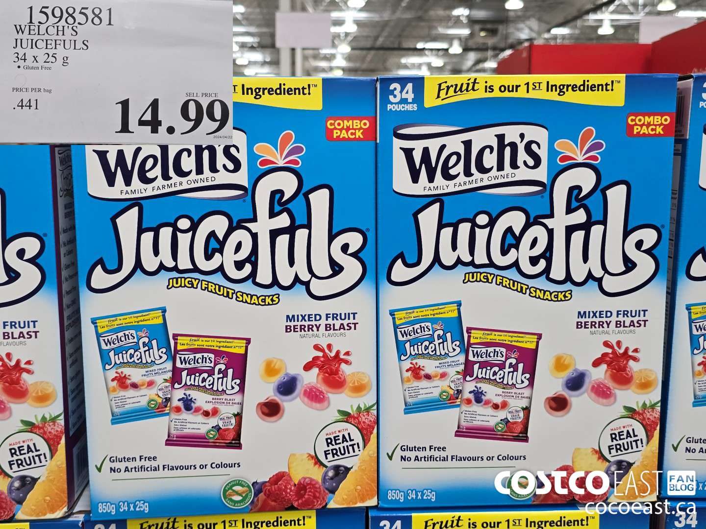 1598581 WELCH'S JUICEFULS 34 x 25 G $14.99