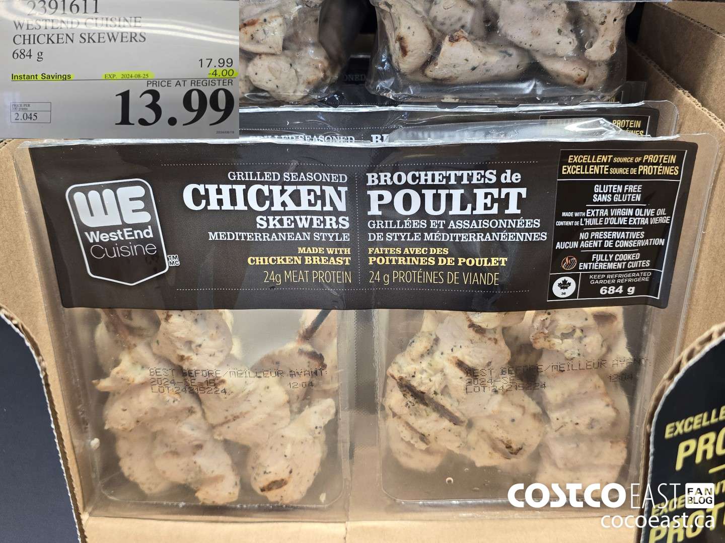 2391611 WESTERN CUISINE CHICKEN SKEWERS 684 G ($4.00 INSTANT SAVINGS EXPIRES ON 2024-08-25) $13.99