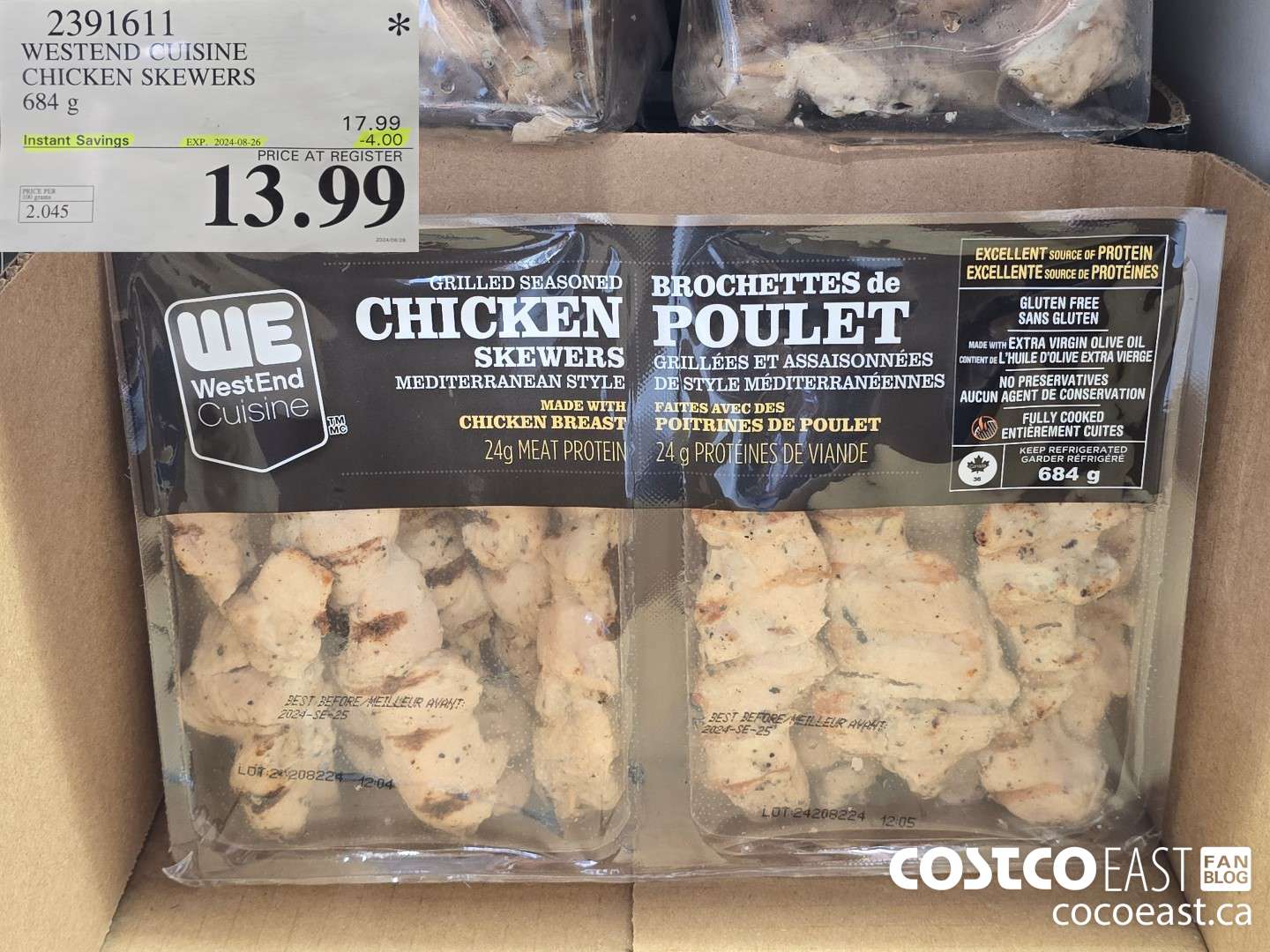2391611 WESTERN CUISINE CHICKEN SKEWERS 684 G ($4.00 INSTANT SAVINGS EXPIRES ON 2024-08-26) $13.99