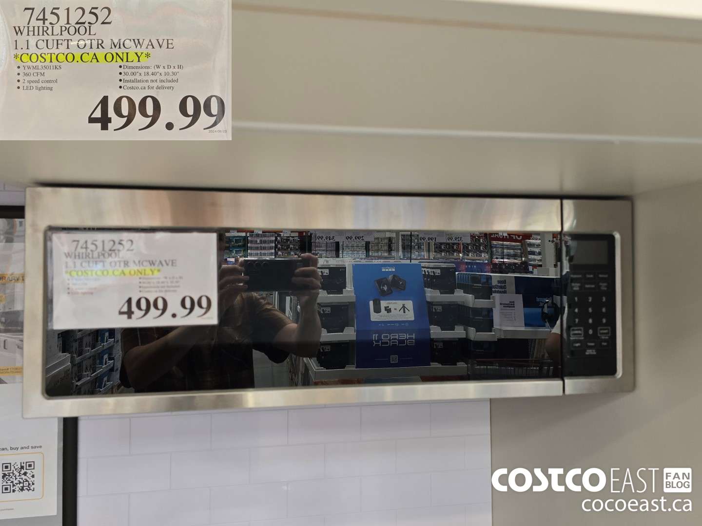 7451252 WHIRLPOOL 1.1 CUFT OTR MCWAVE *COSTCO.CA ONLY* $499.99