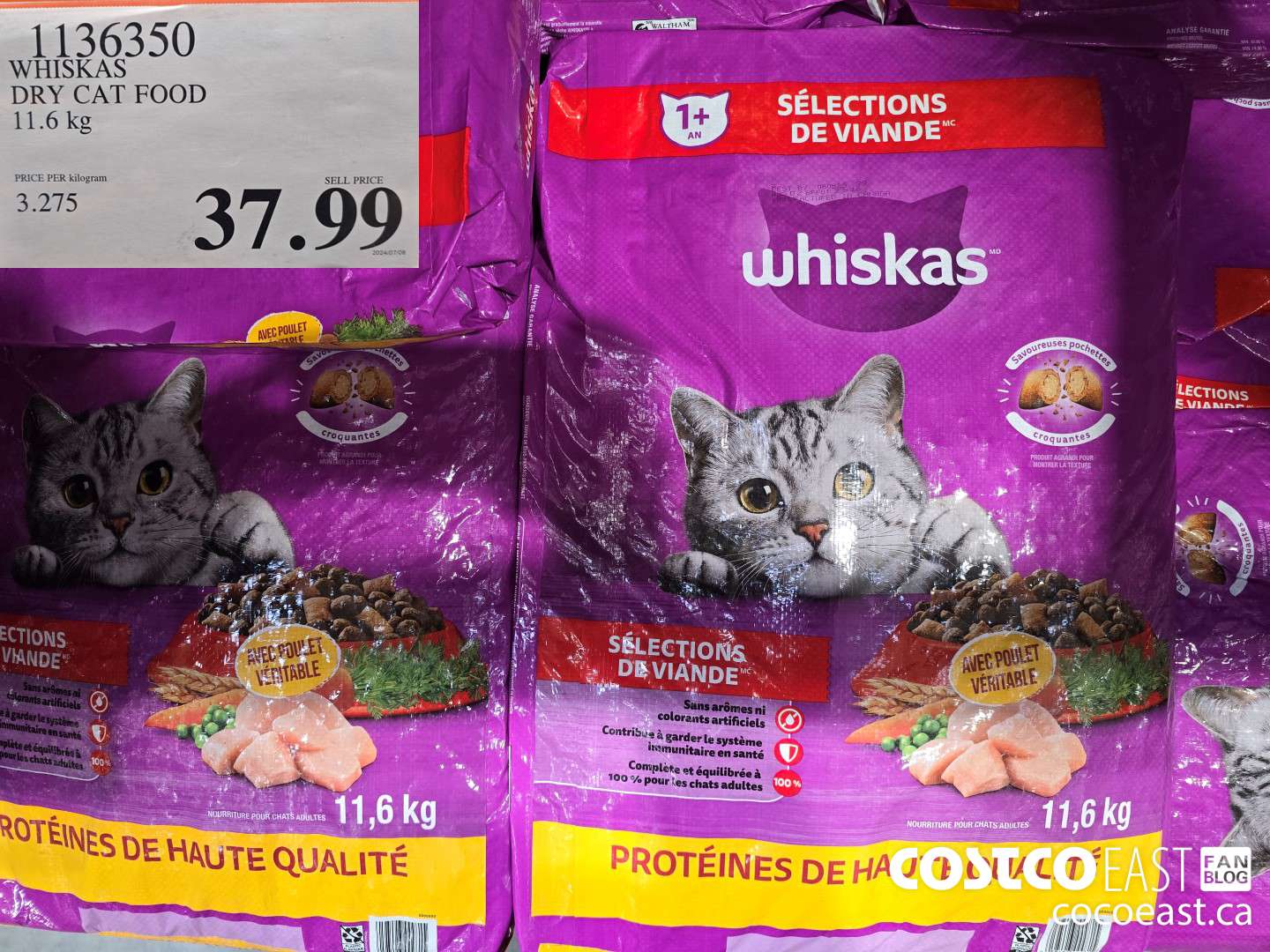 1136350 WHISKAS DRY CAT FOOD 11.6 kg $37.99
