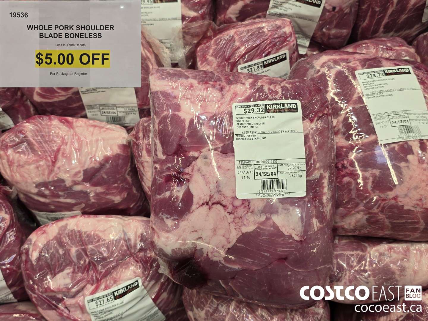 19536 WHOLE PORK SHOULDER BLADE BONELESS ($5.00 INSTANT SAVINGS)