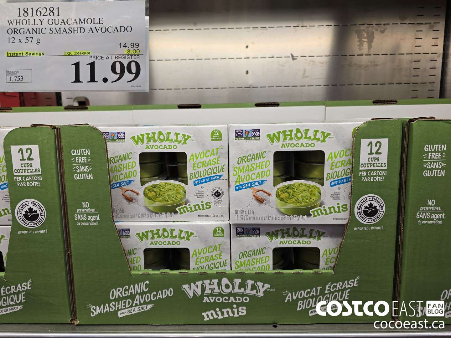 18162381 WHOLLY GUACAMOLE ORGANIC SMASHD AVOCADO 12 X 57 ($3.00 INSTANT SAVINGS EXPIRES ON 2024-09-01) $11.99