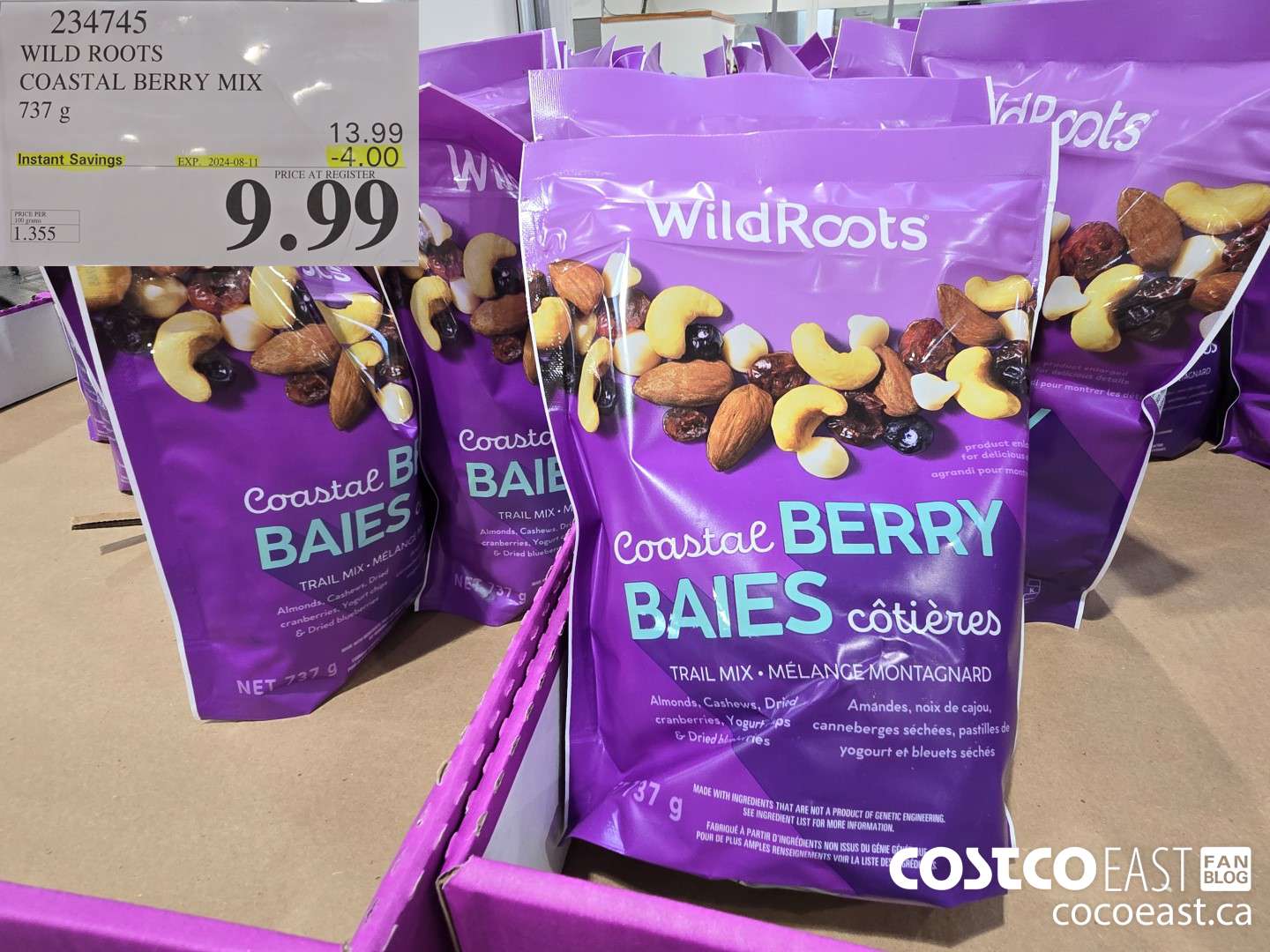 234745 WILD ROOTS COASTAL BERRY MIX 737 G ($4.00 INSTANT SAVINGS EXPIRES ON 2024-08-11) $9.99