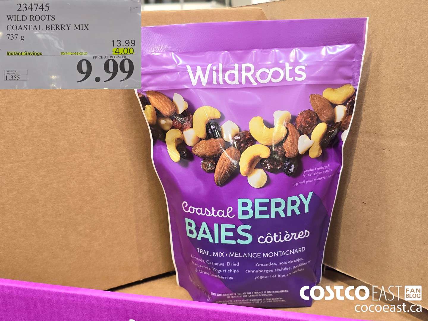 234745 WILD ROOTS COASTAL BERRY MIX 737 G ($4.00 INSTANT SAVINGS EXPIRES ON 2024-08-25) $9.99