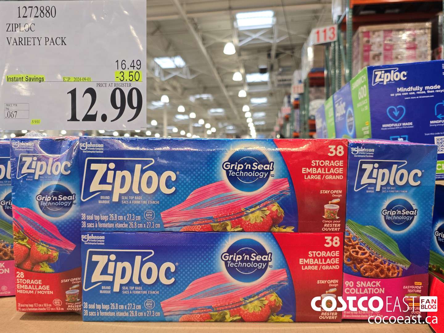 1272880 ZIPLOC VARIETY PACK ($3.50 INSTANT SAVINGS EXPIRES ON 2024-09-01) $12.99