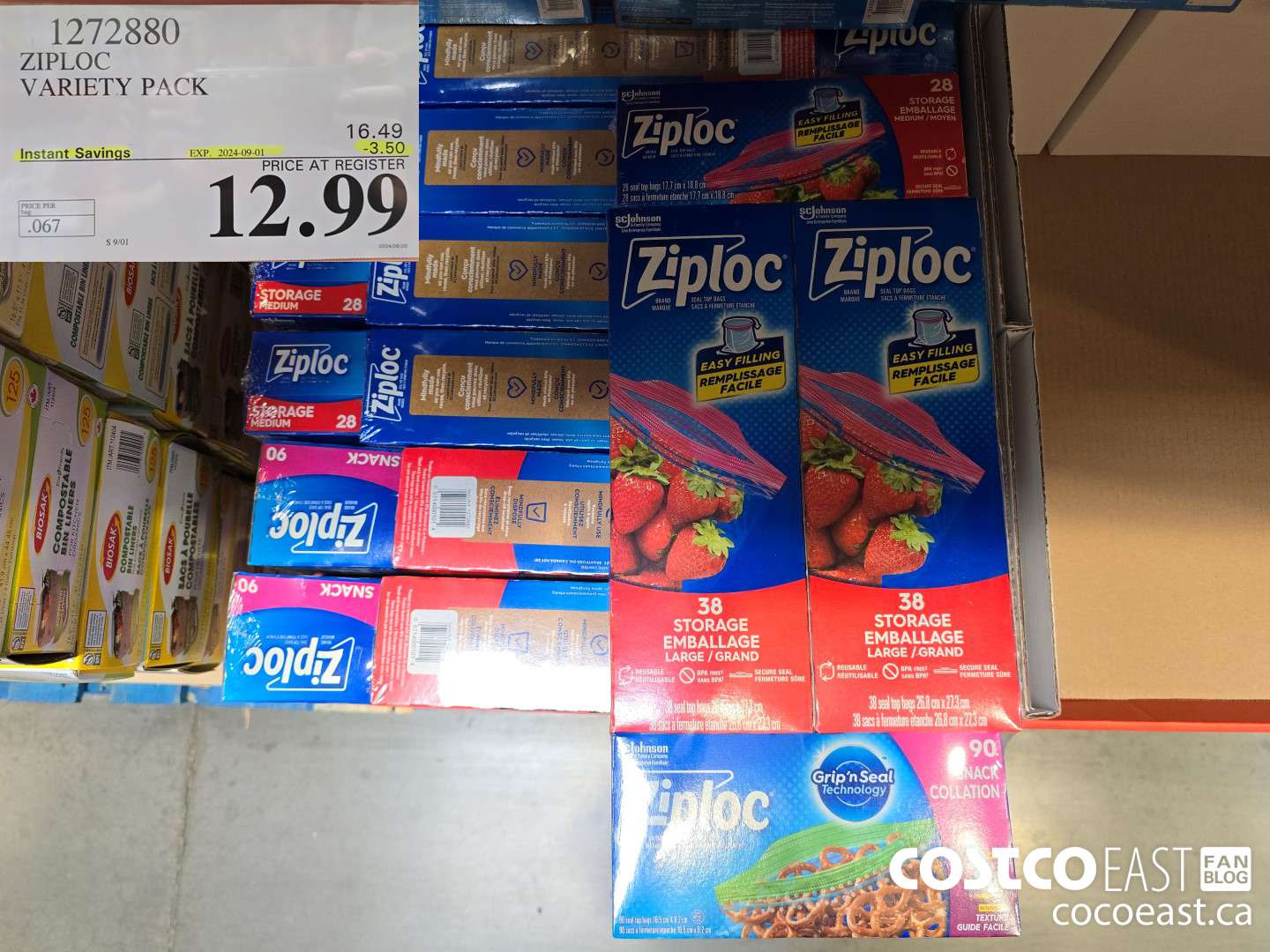 1272880 ZIPLOC VARIETY PACK ($3.50 INSTANT SAVINGS EXPIRES ON 2024-09-01) $12.99