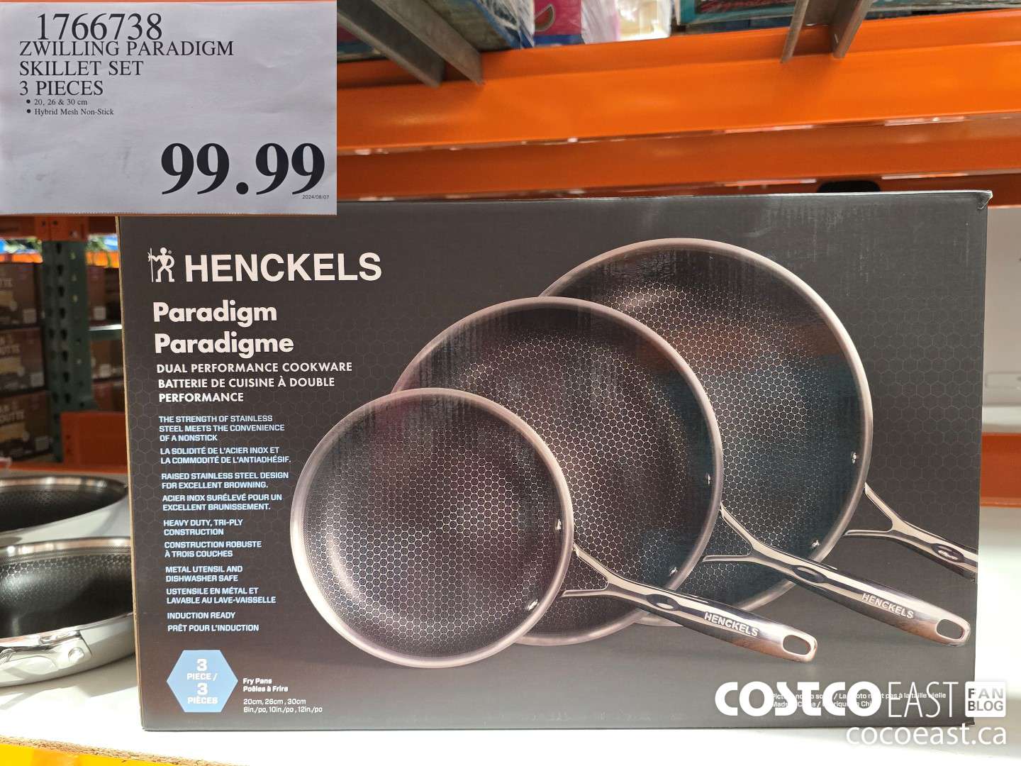 1766738 ZWILLING PARADIGM SKILLET SET 3 PIECES $99.99