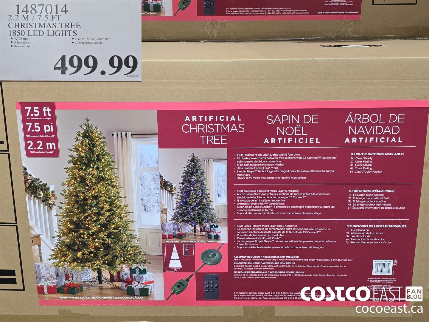 1487014 2.2M / 7.5 FT CHRISTMAS TREE 1850 LED LIGHTS $499.99