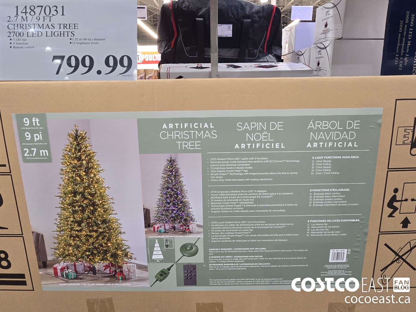 1487031 2.7 M / 9 FT CHRISTMAS TREE 2700 LED LIGHTS $799.99