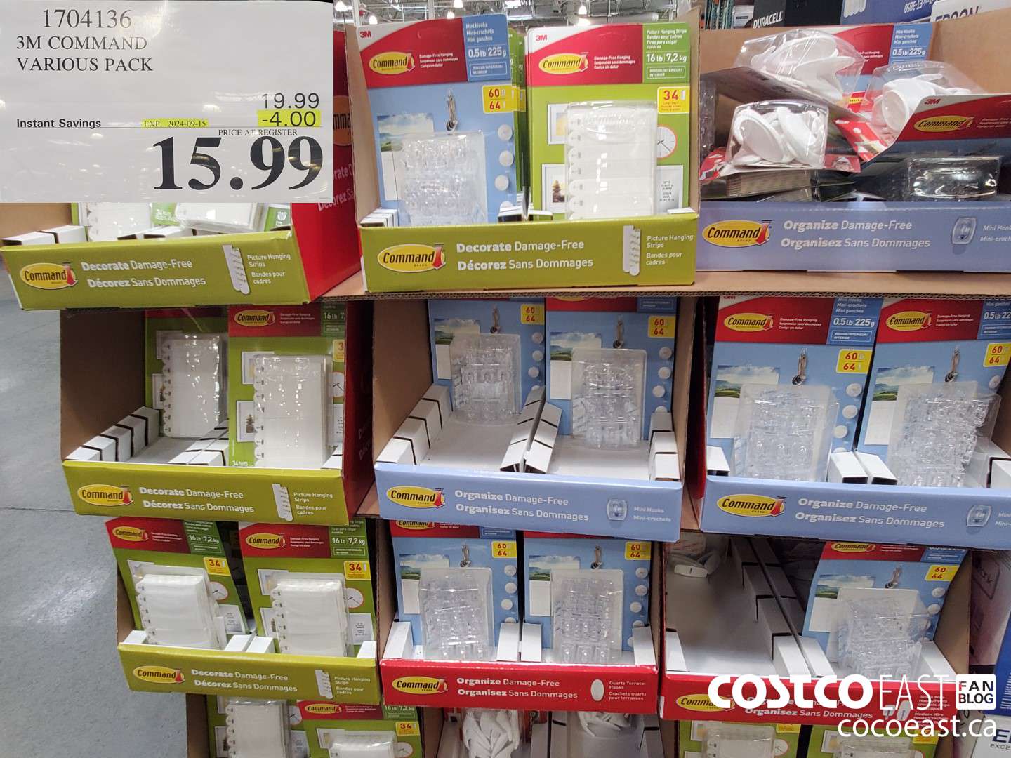 1704136 3M COMMAND VARIOUS PACK ($4.00 INSTANT SAVINGS EXPIRES ON 2024-09-15) $15.99