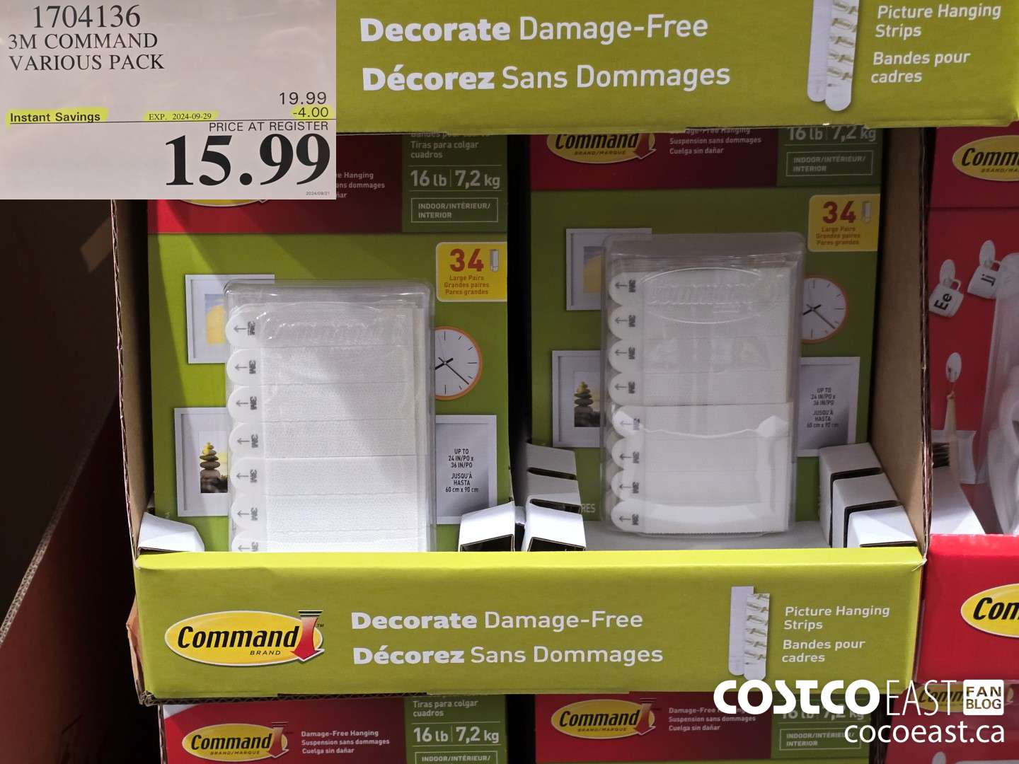 1704136 3M COMMAND VARIOUS PACK ($4.00 INSTANT SAVINGS EXPIRES ON 2024-09-29) $15.99