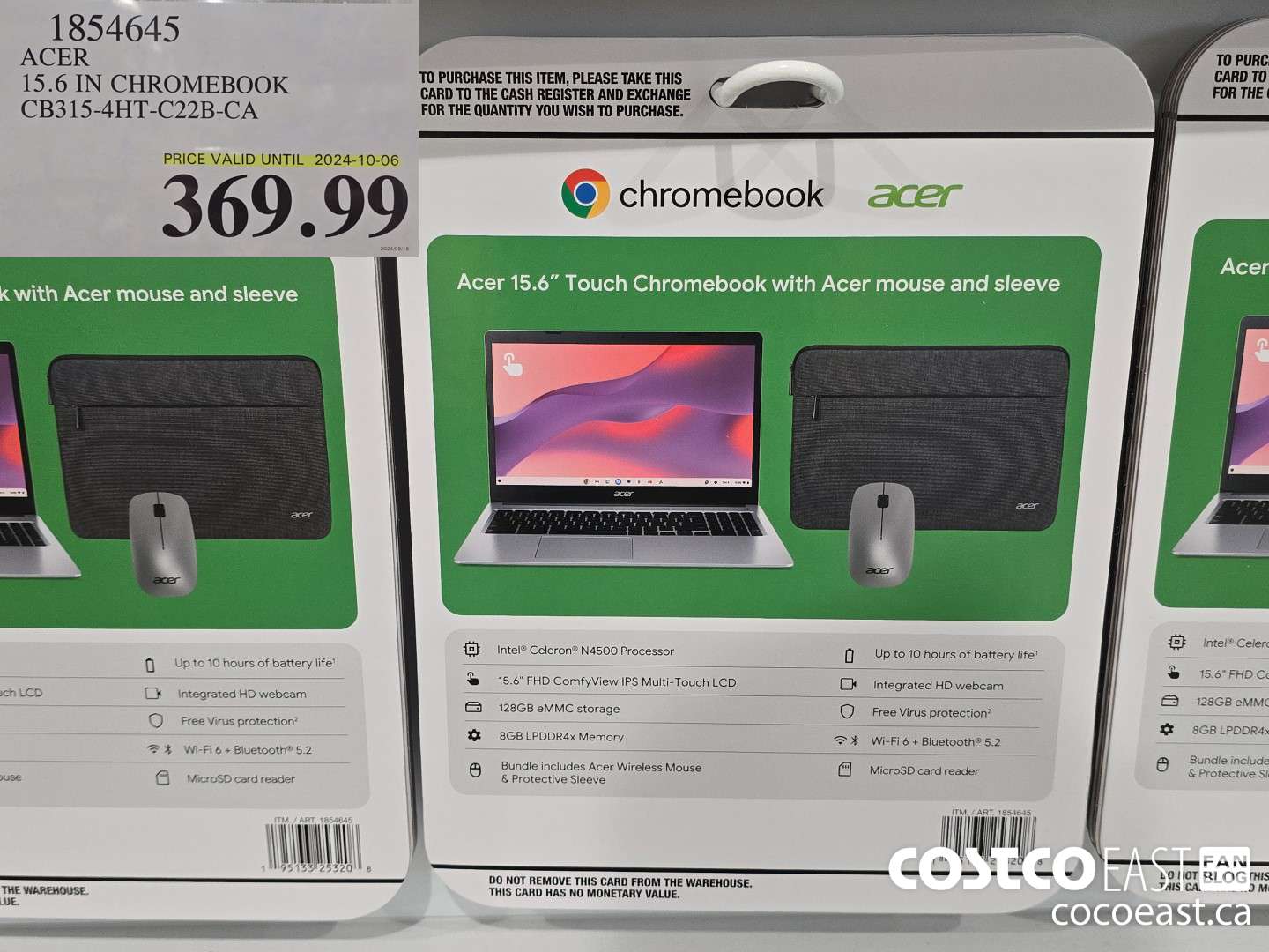 1854645 ACER 15.6 IN CHROMEBOOK CB315-4HT-C22B-CA $369.99