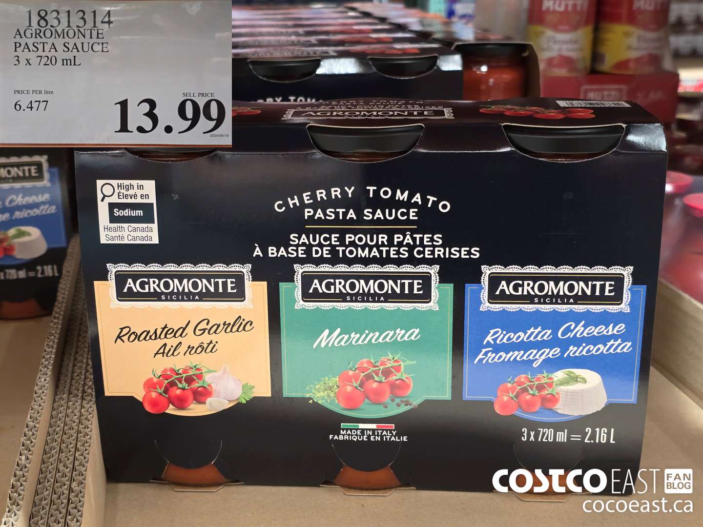 1831314 AGROMONTE PASTA SAUCE 3 X 720 ML $13.99