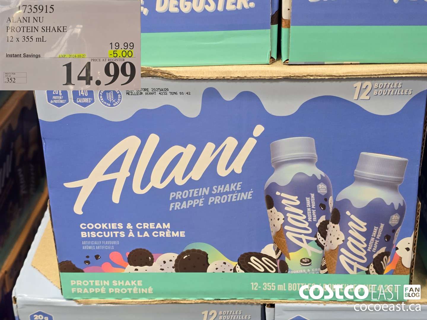 1735915 ALANI NU PROTEIN SHAKE 12 X 355 ML ($5.00 INSTANT SAVINGS EXPIRES ON 2024-10-27) $14.99