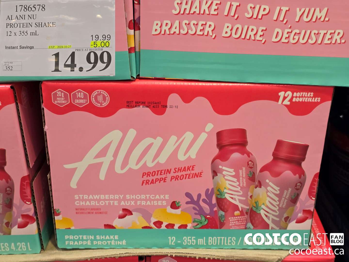 1786578 ALANI NU PROTEIN SHAKE 12 x 355 ML ($5.00 INSTANT SAVINGS EXPIRES ON 2024-10-27) $14.99