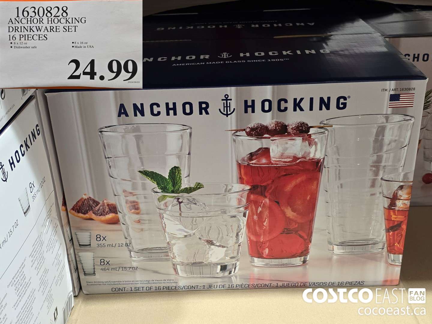 1630828 ANCHOR HOCKING DRINKWARE SET 16 PIECES $24.99