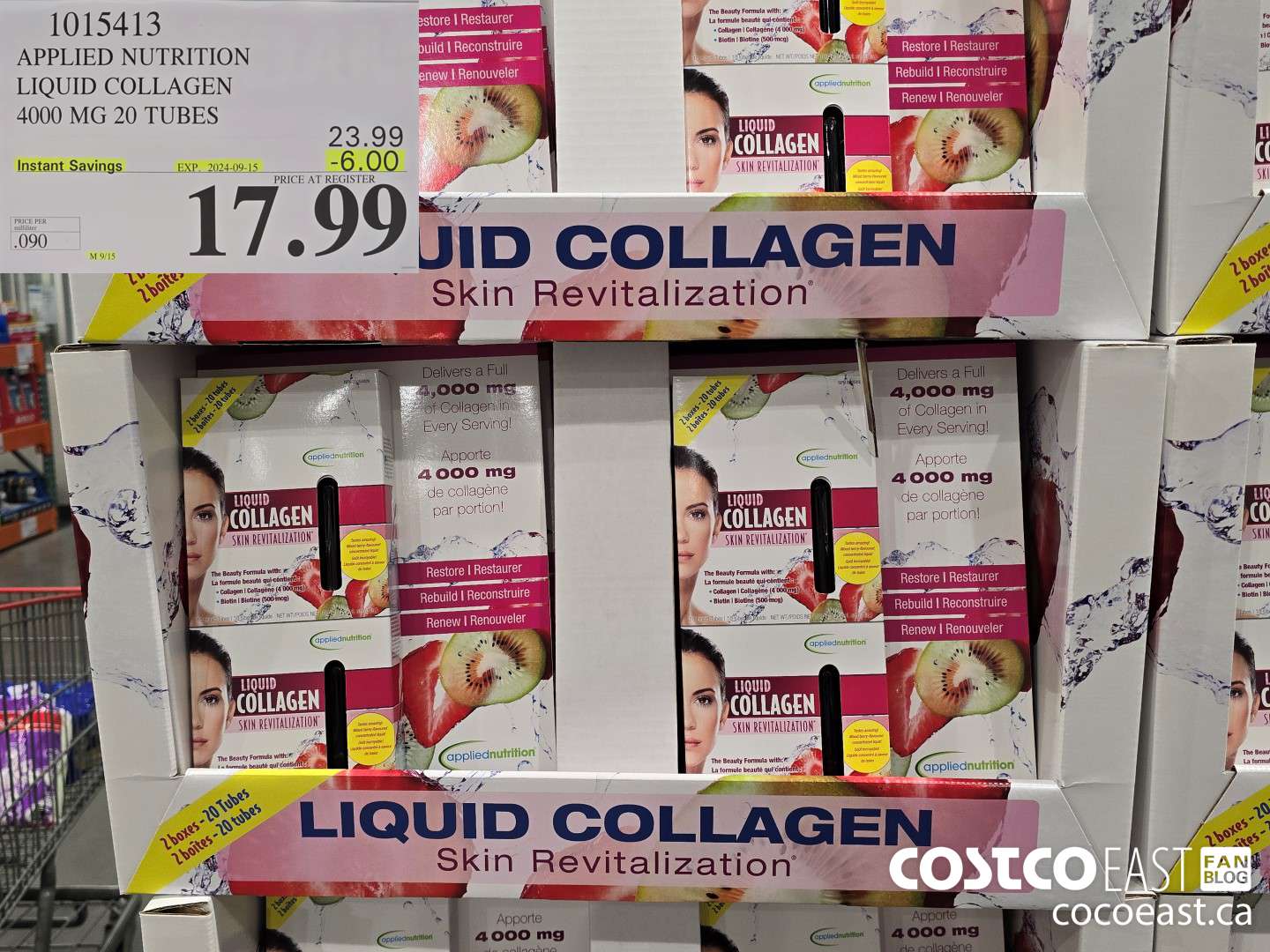 1015413 APPLIED NUTRITION LIQUID COLLAGEN 4000 MG 20 TUBES ($6.00 INSTANT SAVINGS EXPIRES ON 2024-09-15) $17.99
