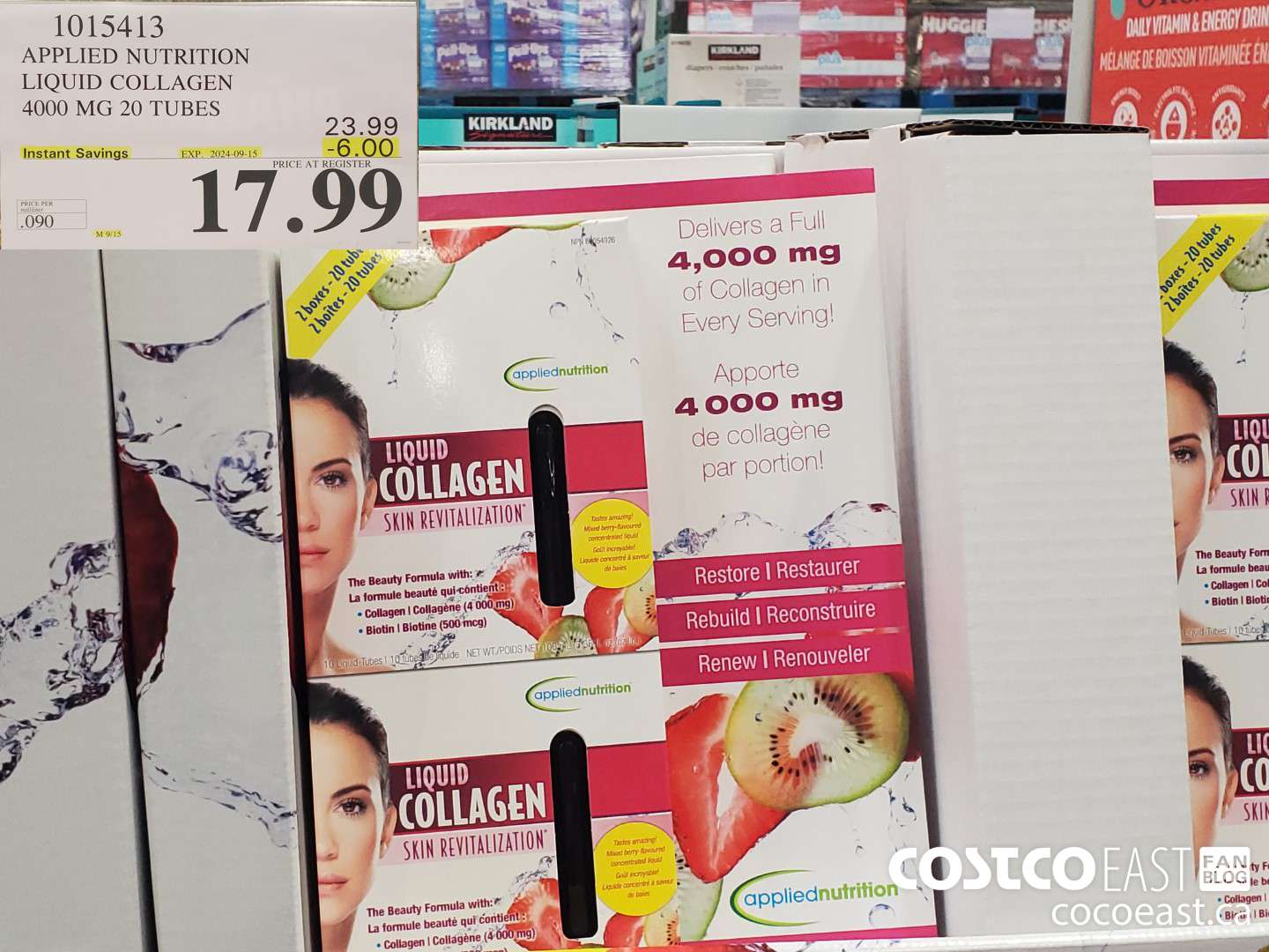 1015413 APPLIED NUTRITION LIQUID COLLAGEN 4000 MG 20 TUBES ($6.00 INSTANT SAVINGS EXPIRES ON 2024-09-15) $17.99