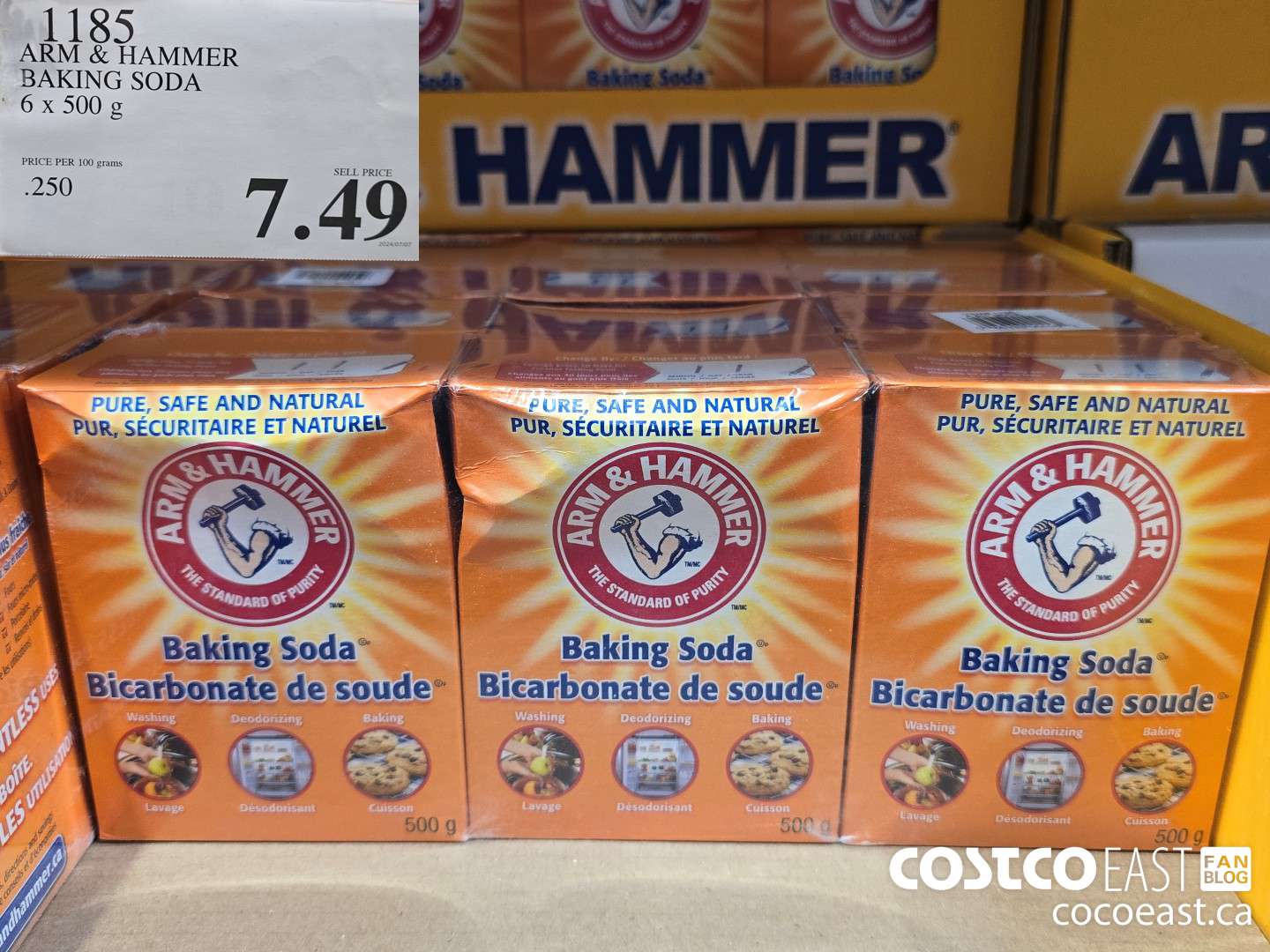 1185 ARM & HAMMER BAKING SODA 6 X 500 G $7.49