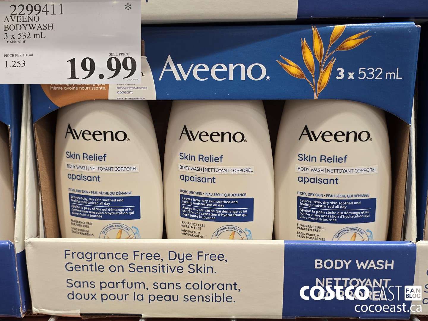 2299411 AVEENO BODYWASH 3 X 532 ML $19.99