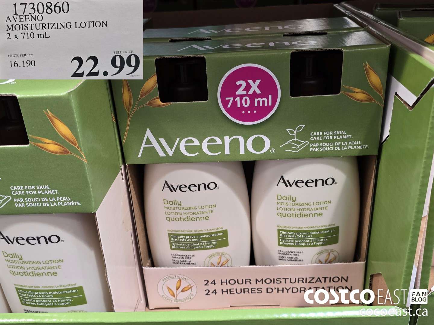 1730860 AVEENO MOISTURIZING LOTION 2 X 710 ML $22.99