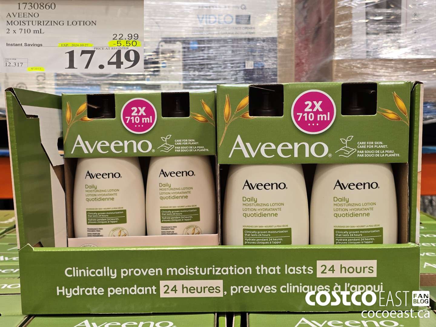 1730860 AVEENO MOISTURIZING LOTION 2 X 710 ML ($5.50 INSTANT SAVINGS EXPIRES ON 2024-10-27) $17.49