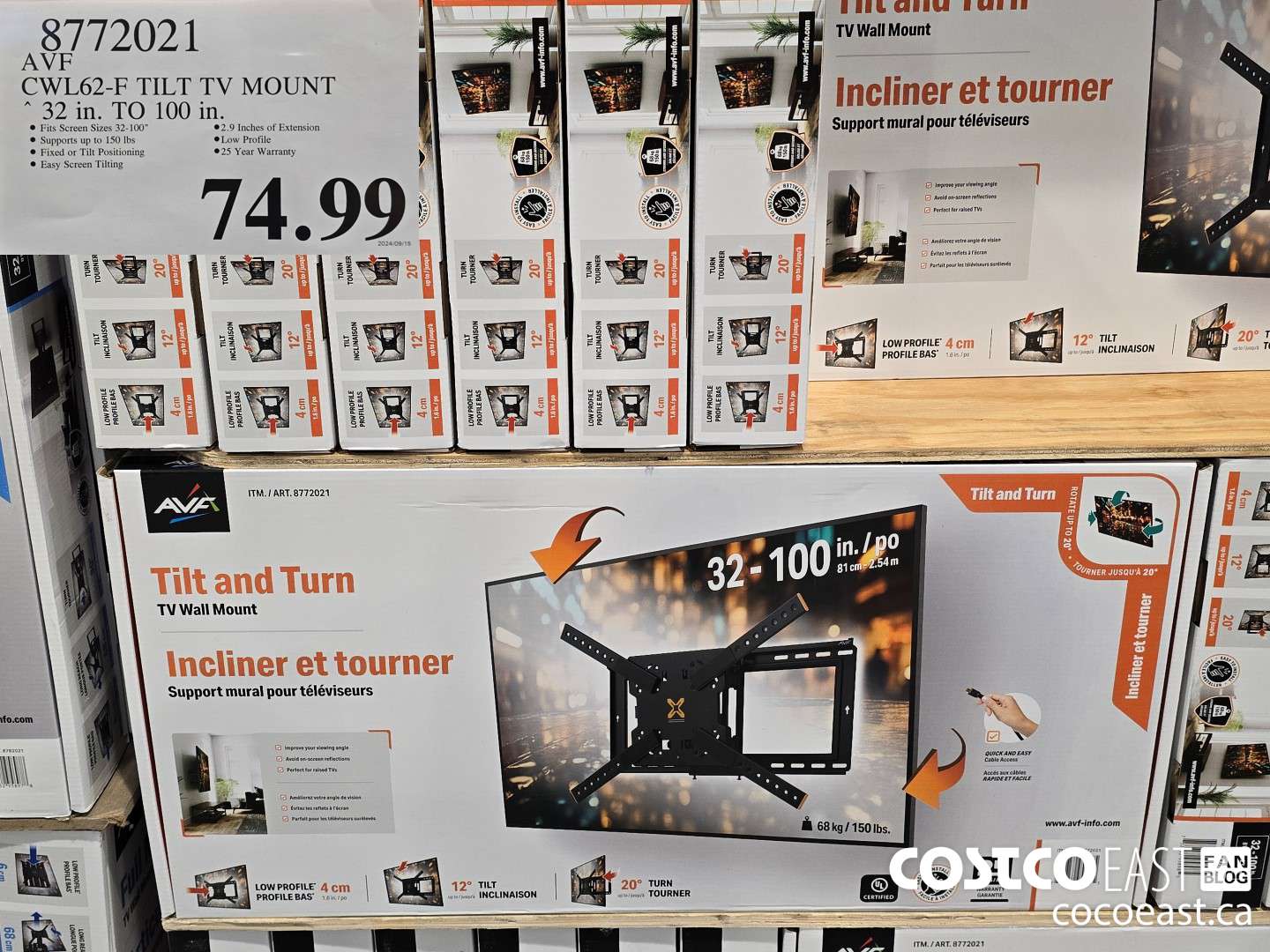 8772021 AVF CWL62-F TILT TV MOUNT 32 in. TO 100 in. $74.99