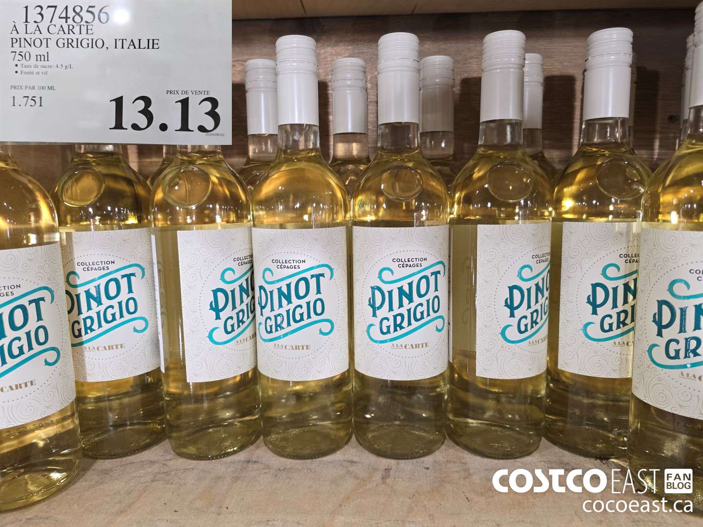1374856 A LA CARTE PINOT GRIGIO, ITALIE 750 ML $13.13