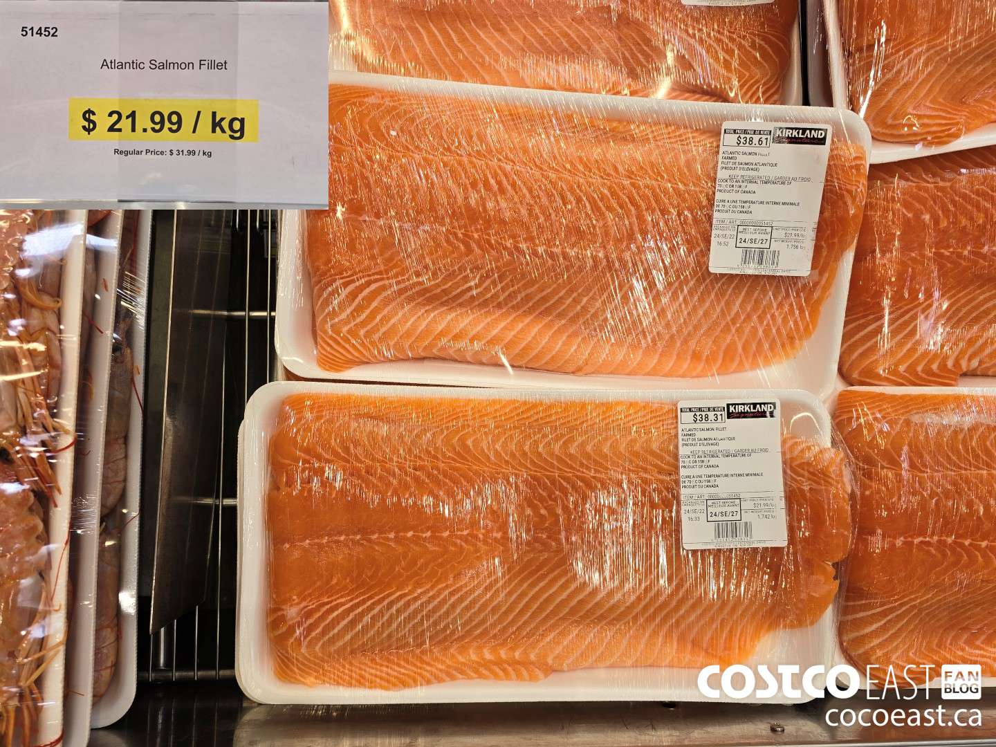 51452 Atlantic Salmon Fillet Regular Price: $ 31.99/kg DISCOUNT PER KG ($10.00 INSTANT SAVINGS)