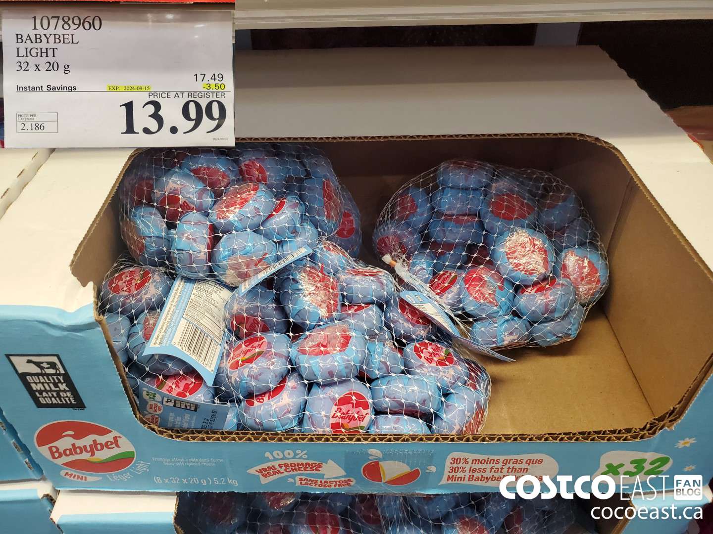 1078960 BABYBEL LIGHT 32 X 20g  ($3.50 INSTANT SAVINGS EXPIRES ON 2024-09-15) $13.99