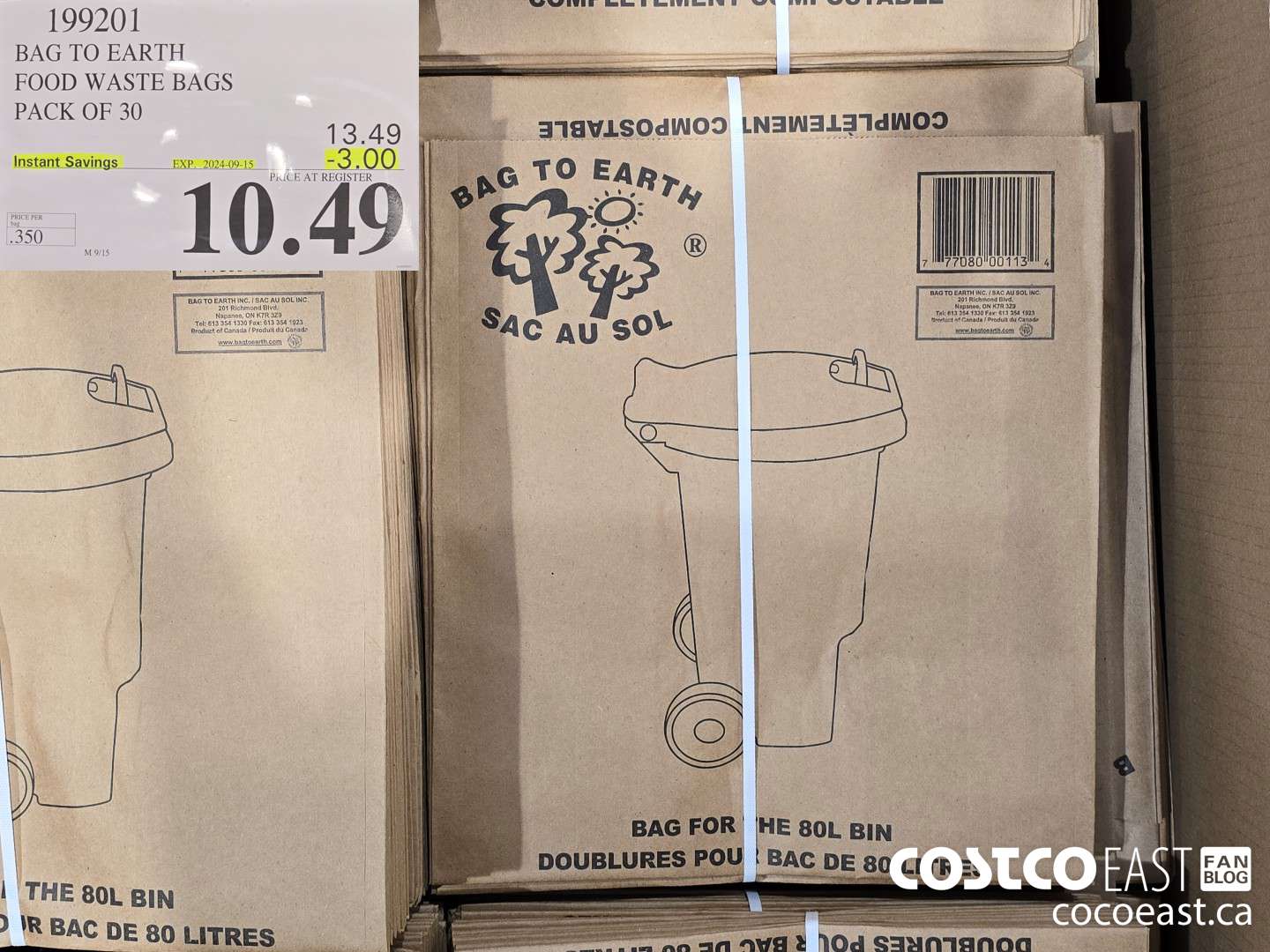 199201 BAG TO EARTH FOOD WASTE BAGS PACK OF 30 2024-09- $3.00