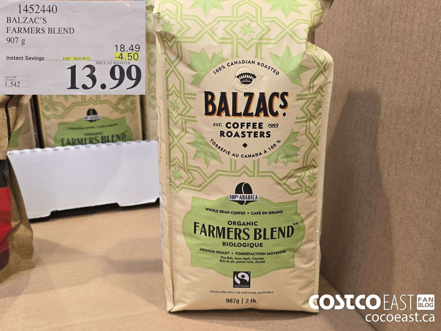 1452440 BALZAC'S FARMERS BLEND 907g ($4.50 INSTANT SAVINGS EXPIRES ON 2024-09-22) $13.99